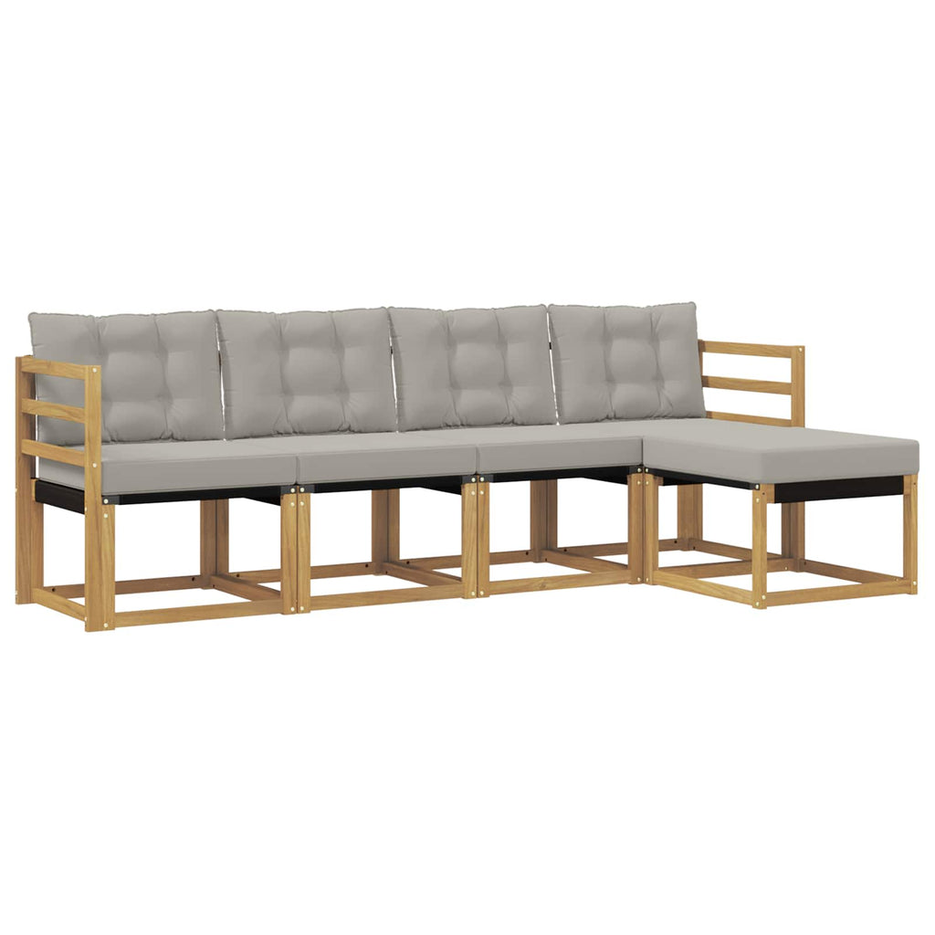 Outdoor-Sofagarnitur mit Kissen 5 pcs Weiß und Hellgrau