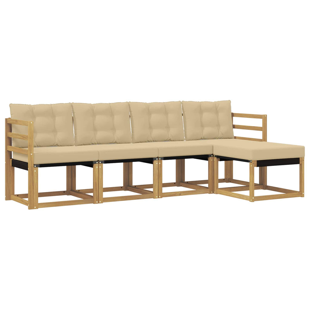 Outdoor-Sofagarnitur mit Kissen 5 pcs Weiß und Beige