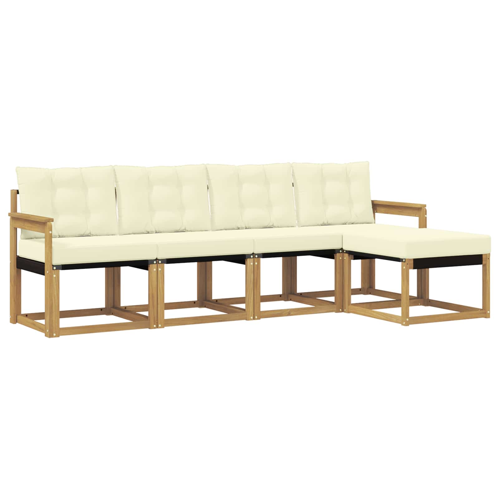 Outdoor-Sofagarnitur mit Kissen 5 pcs Weiß und Creme