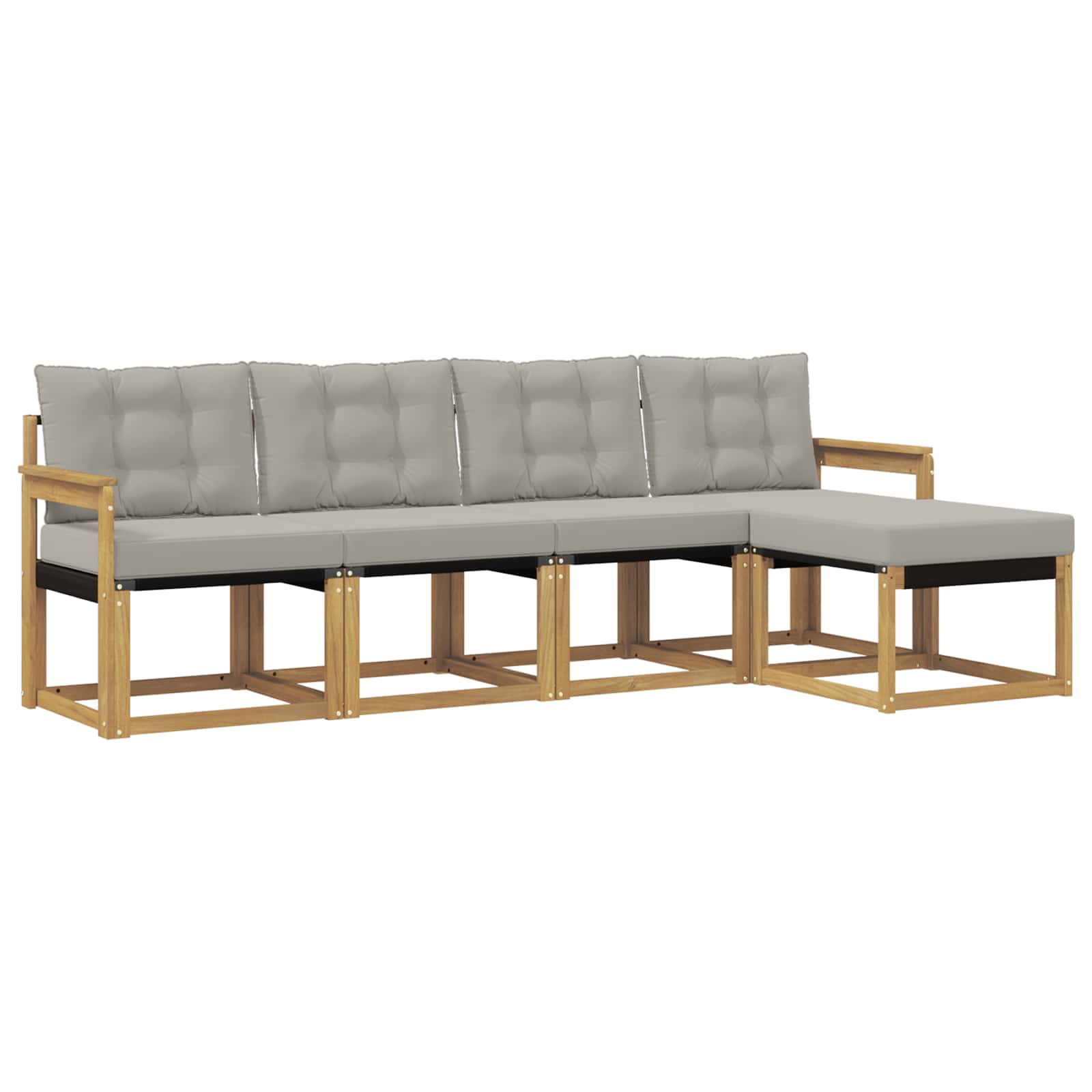 Outdoor-Sofagarnitur mit Kissen 5 pcs Weiß und Hellgrau