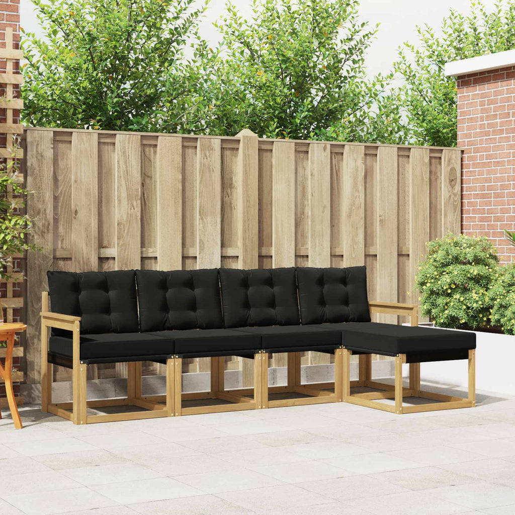 Outdoor-Sofagarnitur mit Kissen 5 pcs Weiß und Schwarz