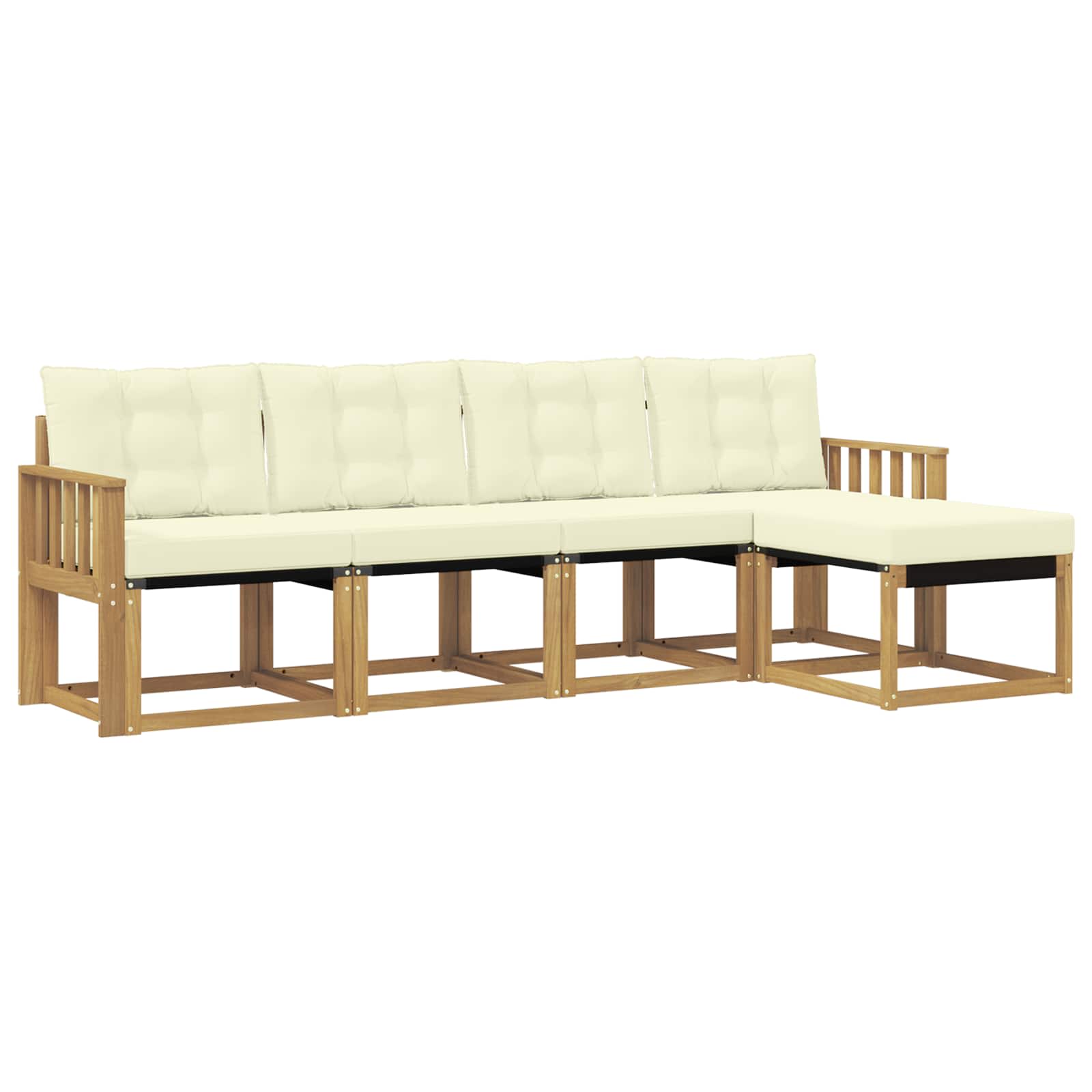 Outdoor-Sofagarnitur mit Kissen 5 pcs Weiß und Creme