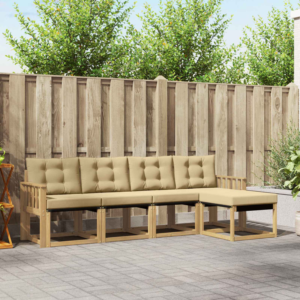Outdoor-Sofagarnitur mit Kissen 5 pcs Weiß und Beige