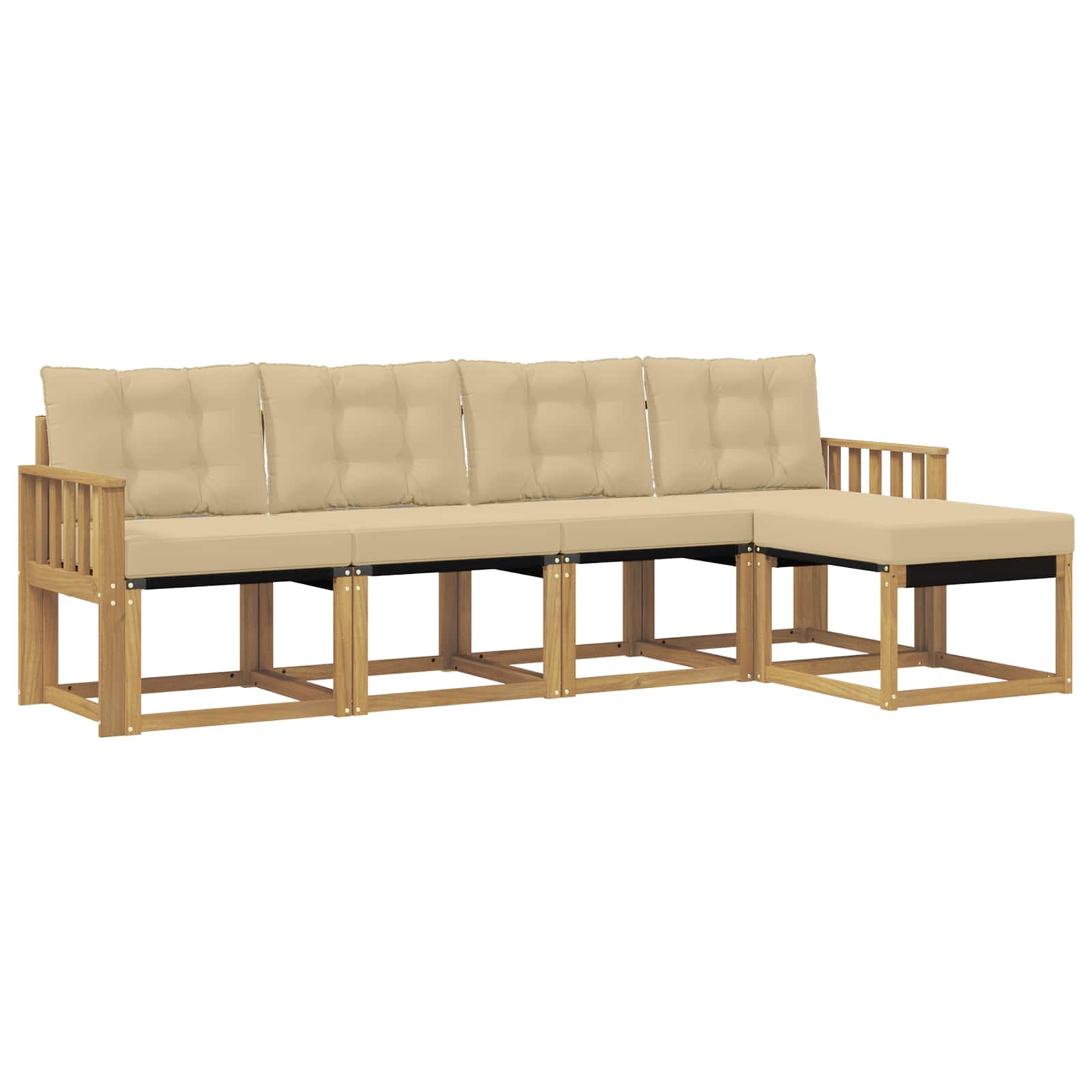 Outdoor-Sofagarnitur mit Kissen 5 pcs Weiß und Beige
