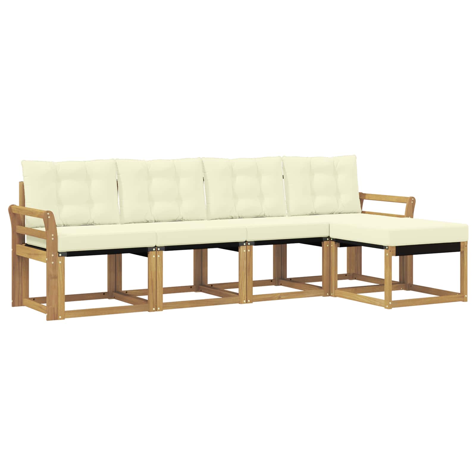 Outdoor-Sofagarnitur mit Kissen 5 pcs Weiß und Creme