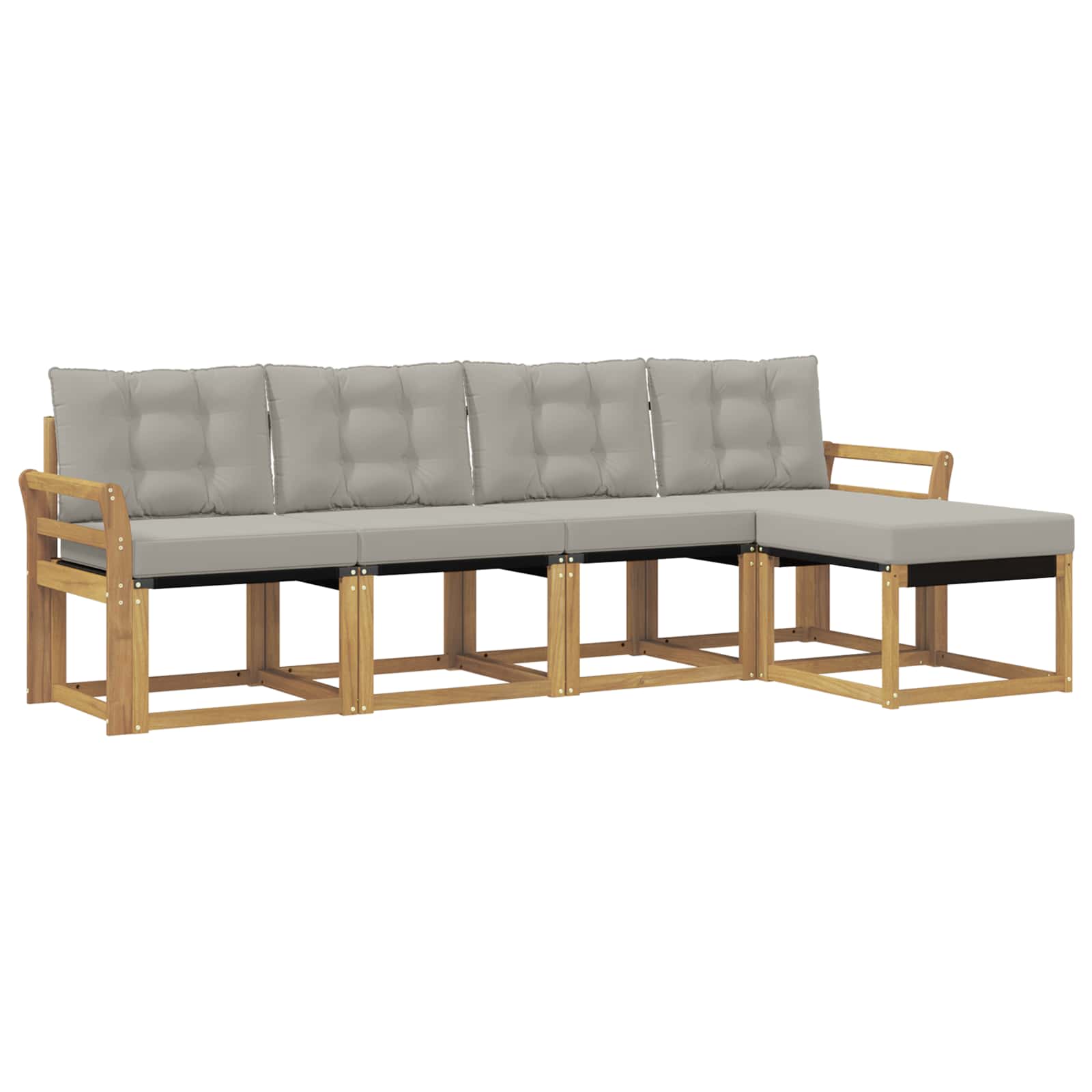 Outdoor-Sofagarnitur mit Kissen 5 pcs Weiß und Hellgrau