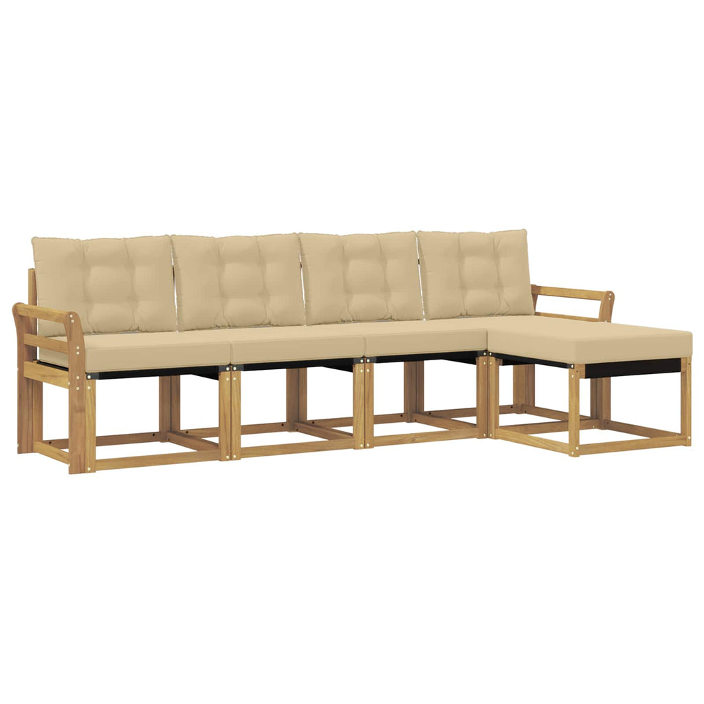 Outdoor-Sofagarnitur mit Kissen 5 pcs Weiß und Beige