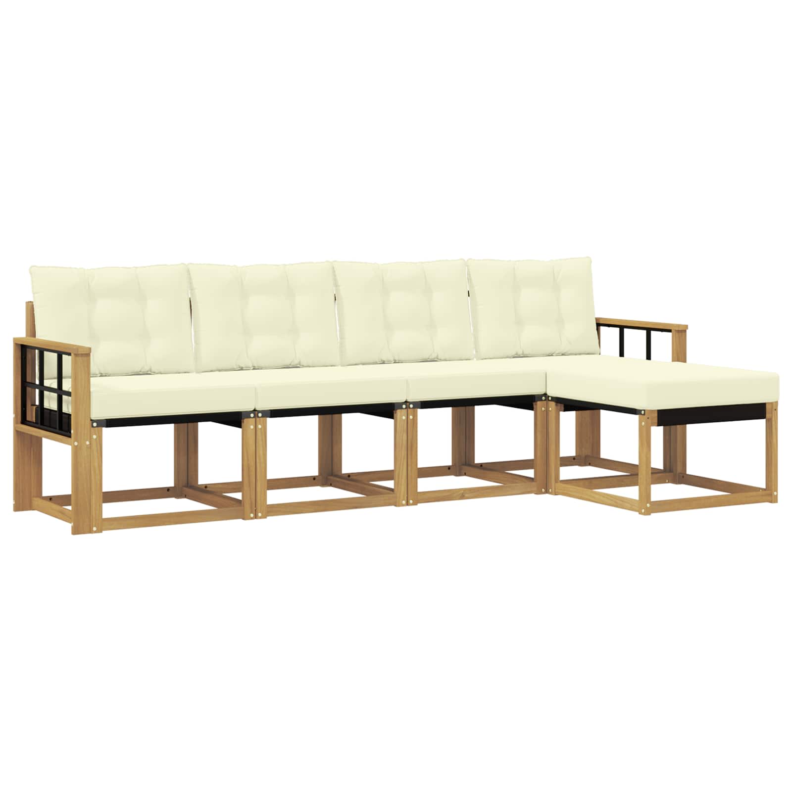 Outdoor-Sofagarnitur mit Kissen 5 pcs Weiß und Creme
