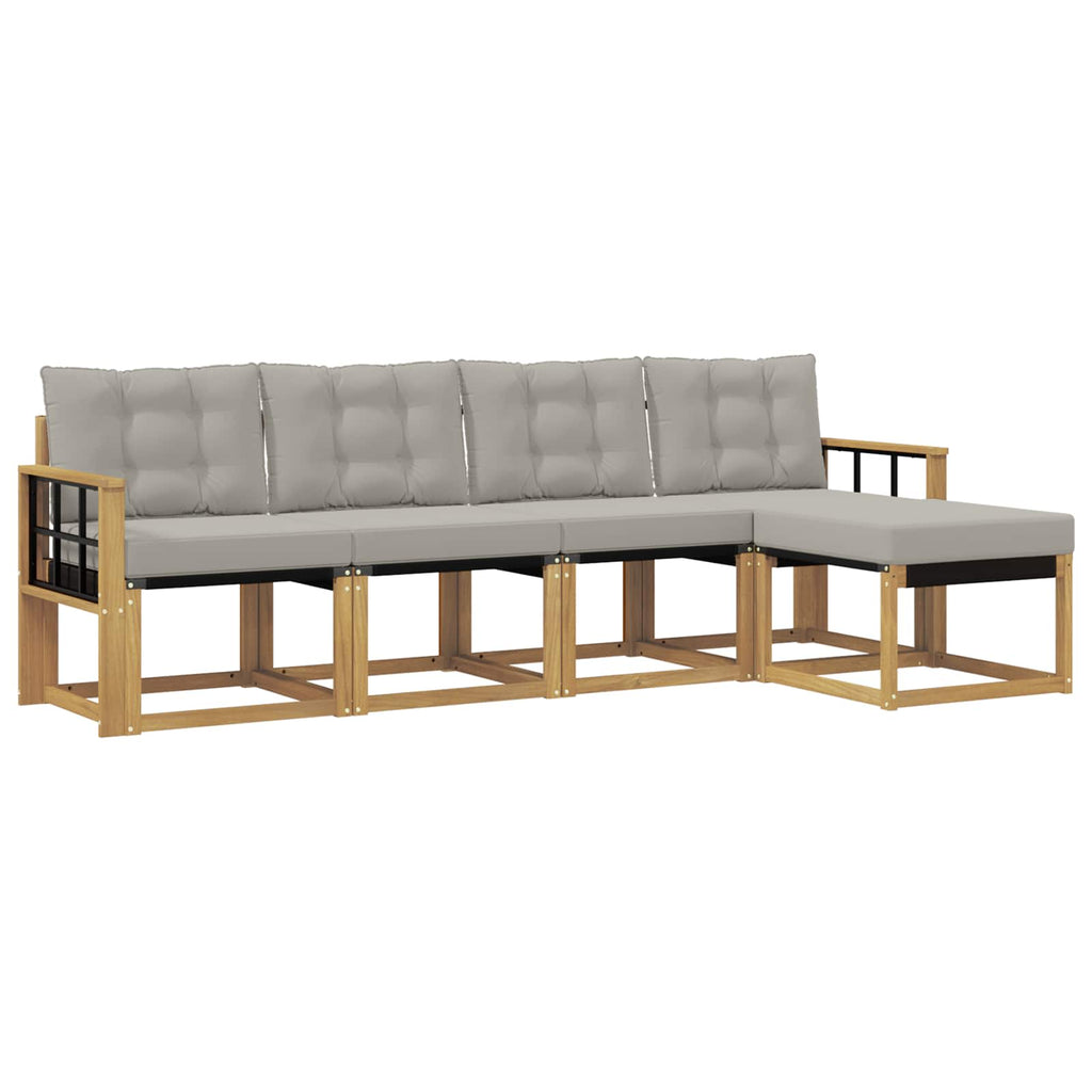 Outdoor-Sofagarnitur 5 pcs Weiß und Hellgrau