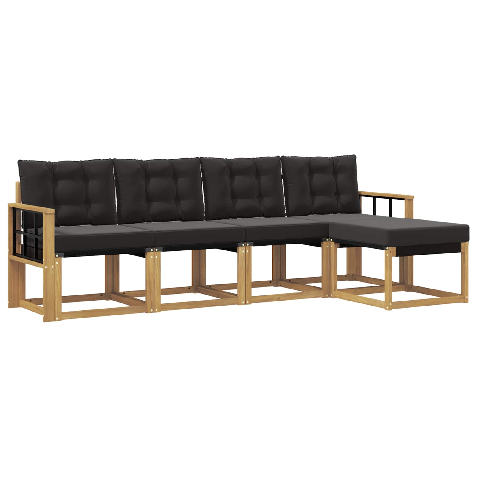 Outdoor-Sofagarnitur mit Kissen 5 pcs Weiß und Schwarz