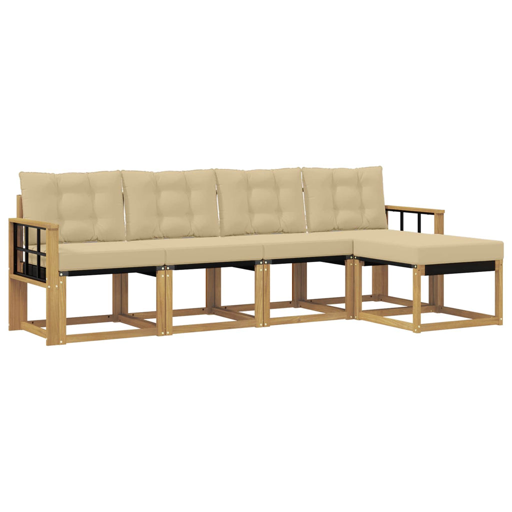 Outdoor-Sofagarnitur mit Kissen 5 pcs Weiß und Beige
