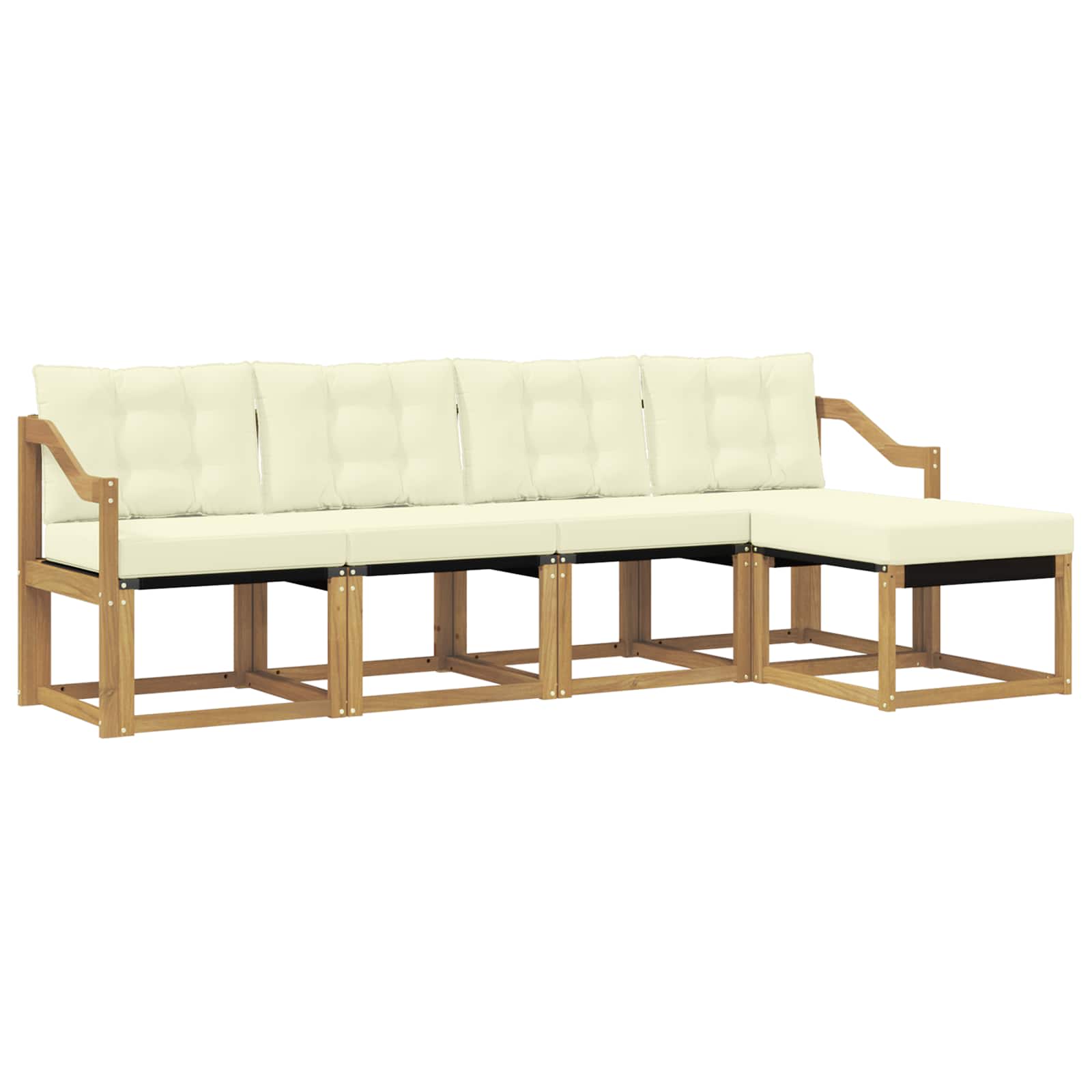 Outdoor-Sofagarnitur mit Kissen 5 pcs Weiß und Creme