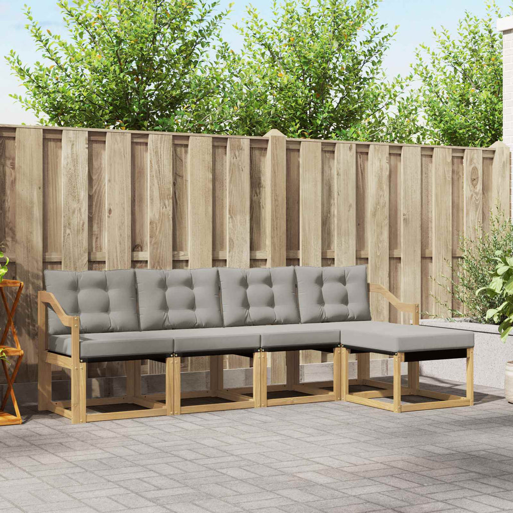Outdoor-Sofagarnitur mit Kissen 5 pcs Weiß und Hellgrau