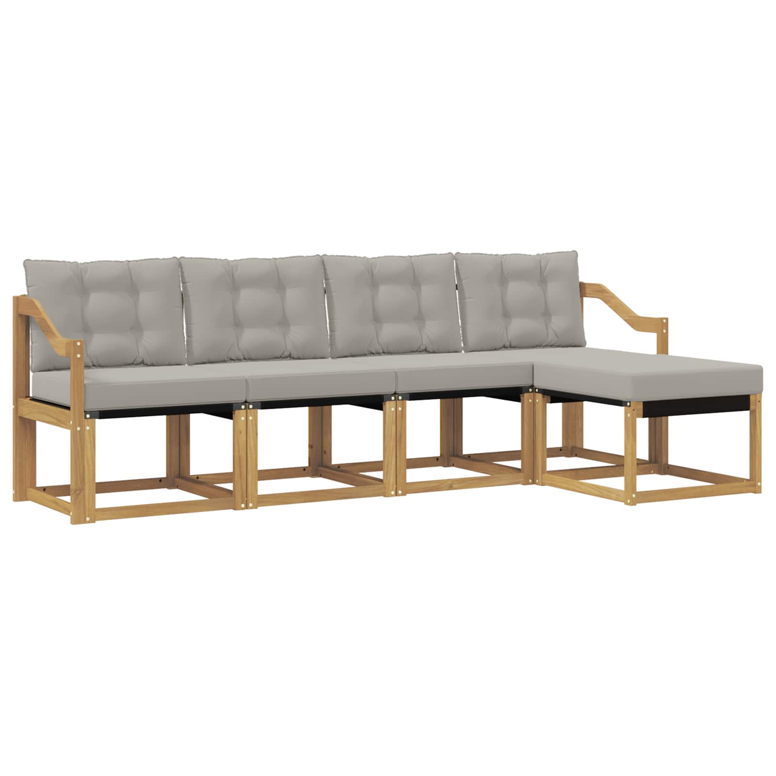 Outdoor-Sofagarnitur mit Kissen 5 pcs Weiß und Hellgrau