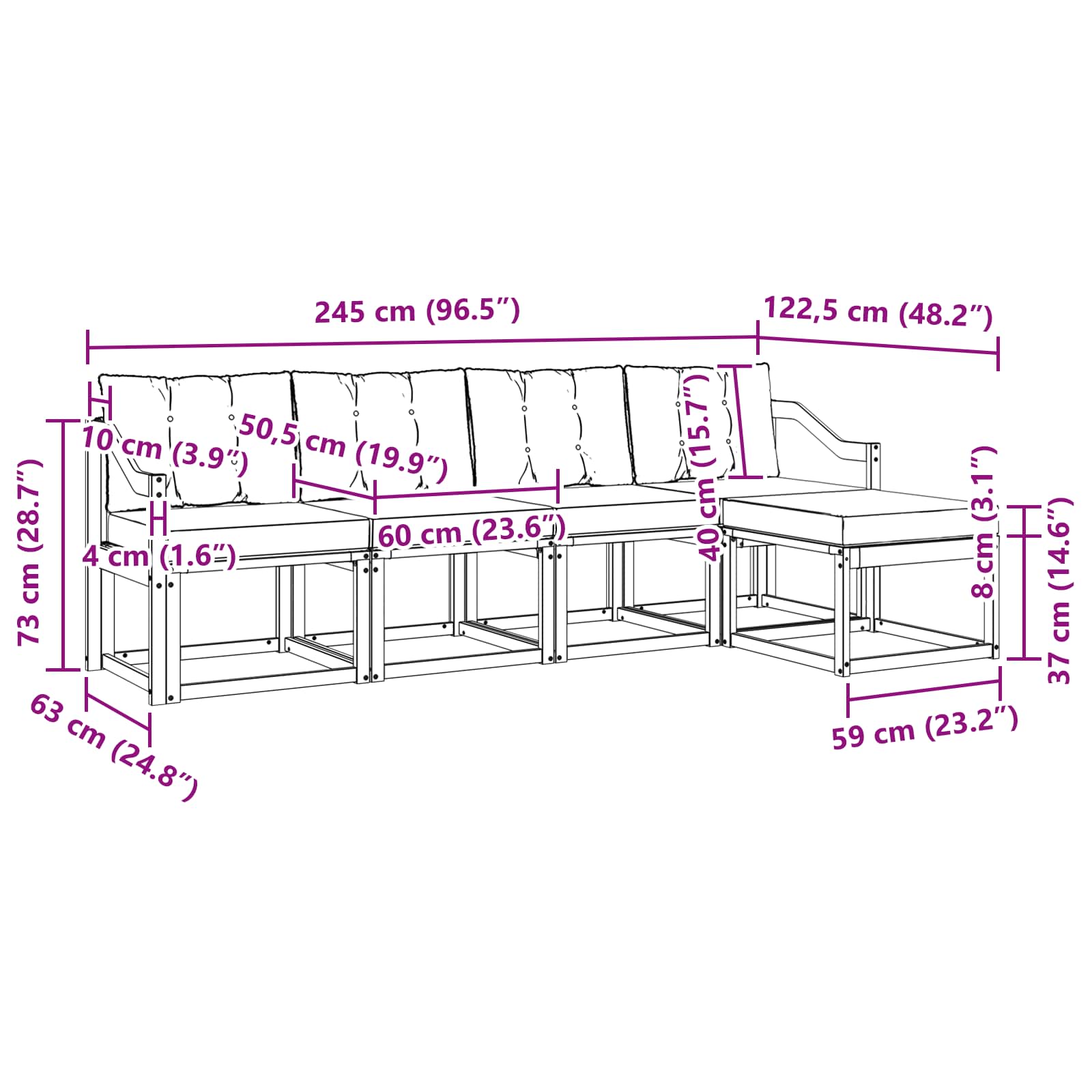 Outdoor-Sofagarnitur mit Kissen 5 pcs Weiß und Hellgrau