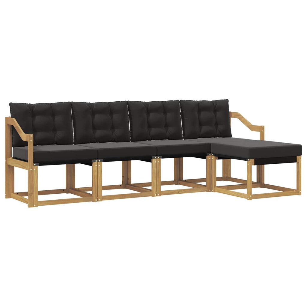 Outdoor-Sofagarnitur mit Kissen 5 pcs Weiß und Schwarz