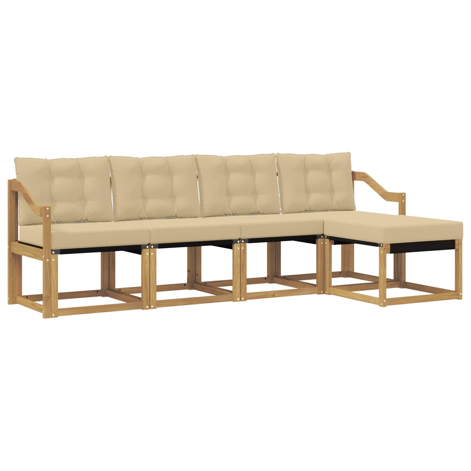 Outdoor-Sofagarnitur mit Kissen 5 pcs Weiß und Beige