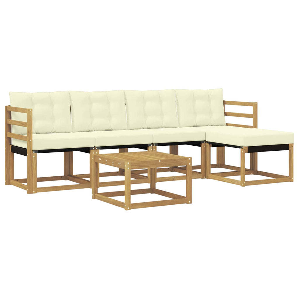 Outdoor-Sofagarnitur mit Kissen 6 pcs Weiß und Creme