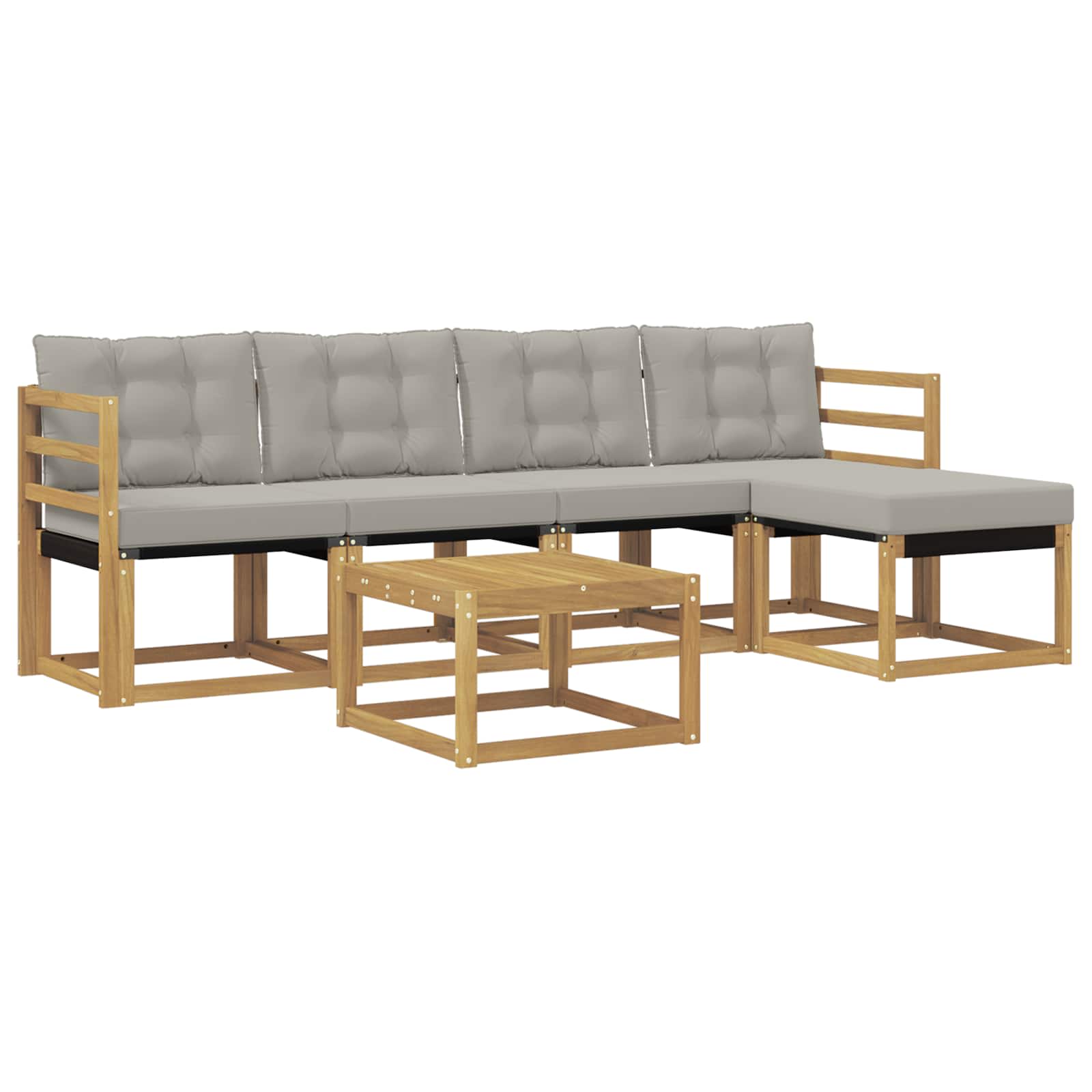 Outdoor-Sofagarnitur mit Kissen 6 pcs Weiß und Hellgrau