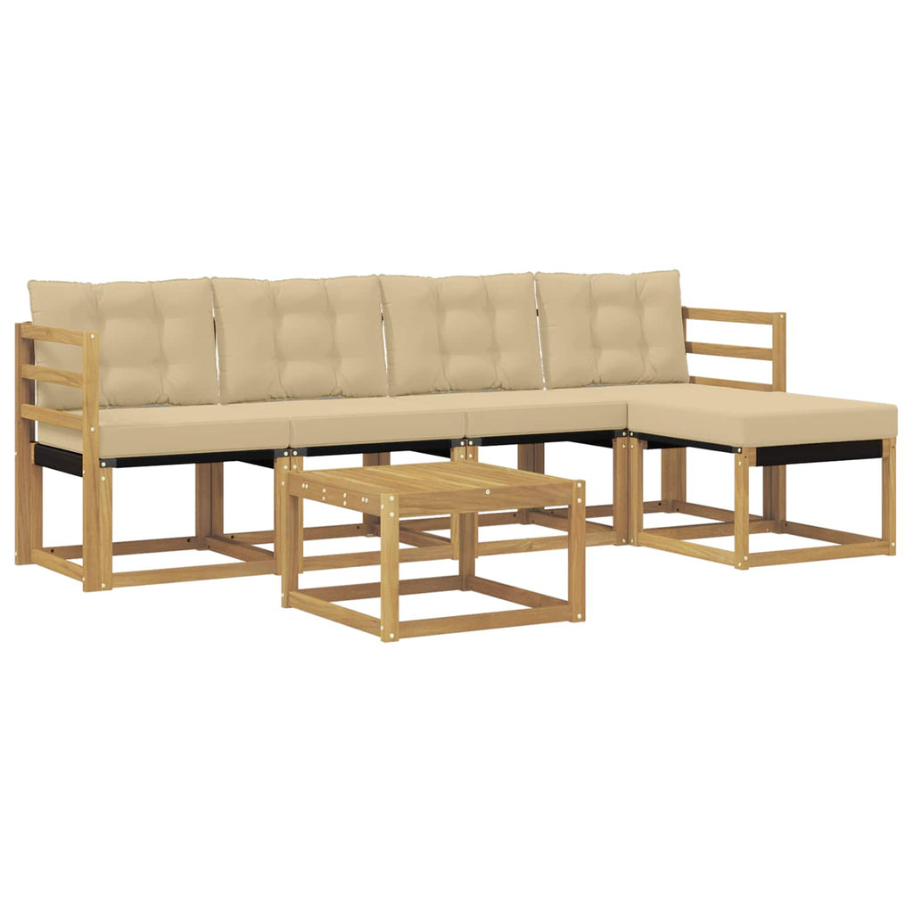 Outdoor-Sofagarnitur mit Kissen 6 pcs Weiß und Beige