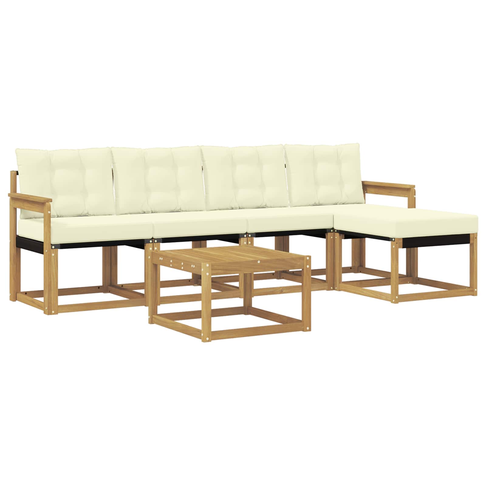 Outdoor-Sofagarnitur mit Kissen 6 pcs Weiß und Creme