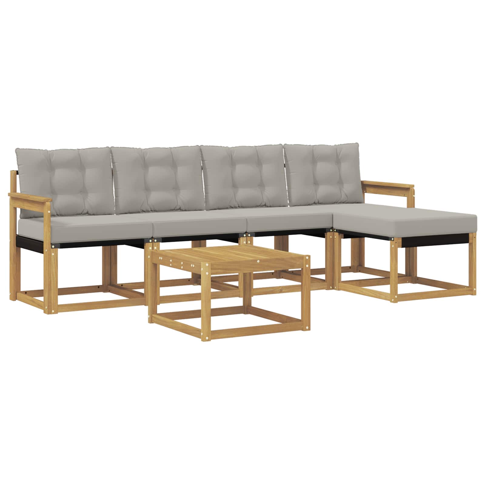 Outdoor-Sofagarnitur mit Kissen 6 pcs Weiß und Hellgrau