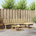 Outdoor-Sofagarnitur mit Kissen 6 pcs Weiß und Beige