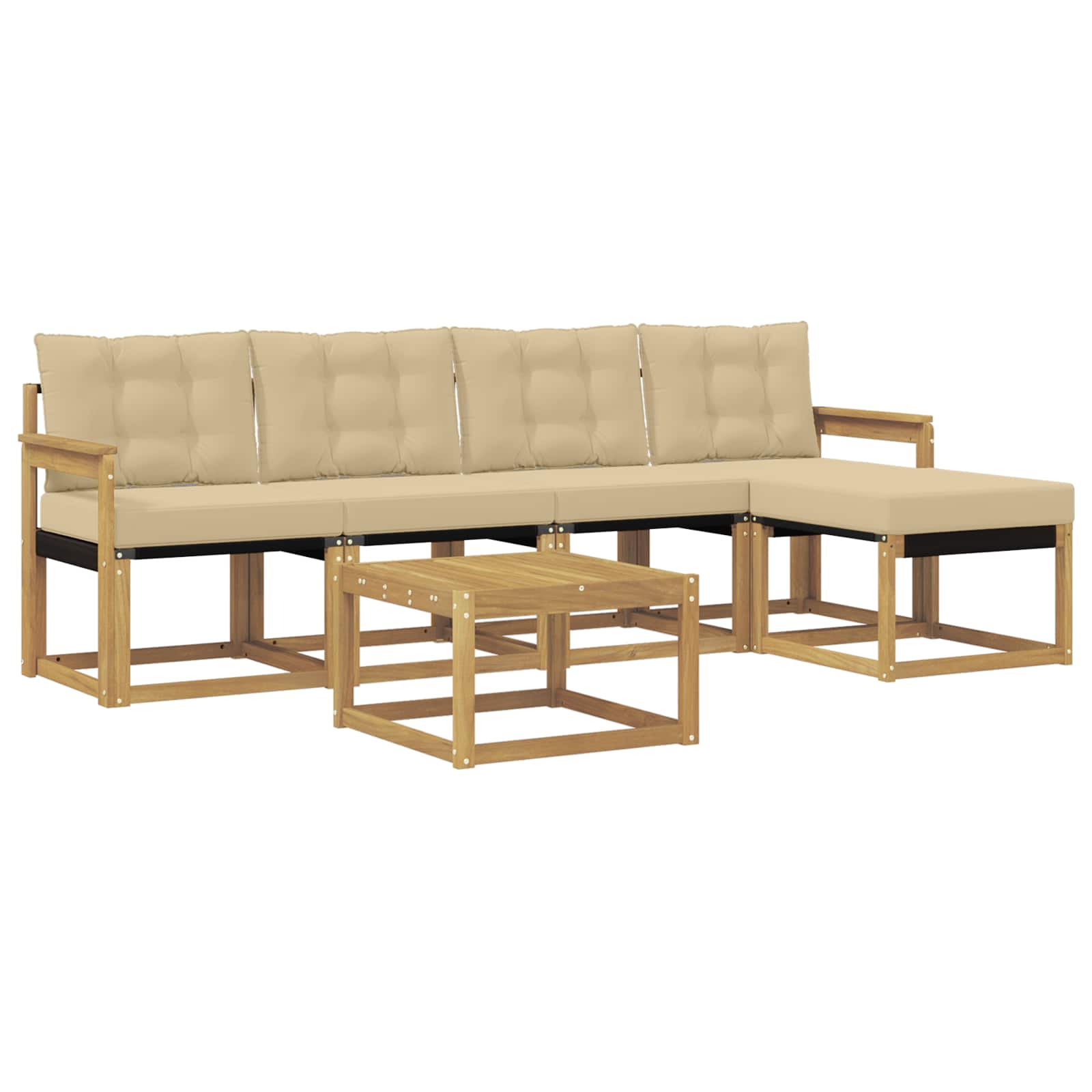 Outdoor-Sofagarnitur mit Kissen 6 pcs Weiß und Beige