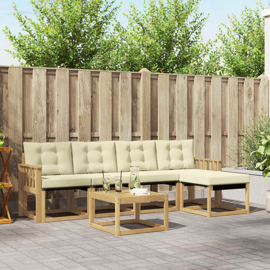 Outdoor-Sofagarnitur mit Kissen 6 pcs Weiß und Creme