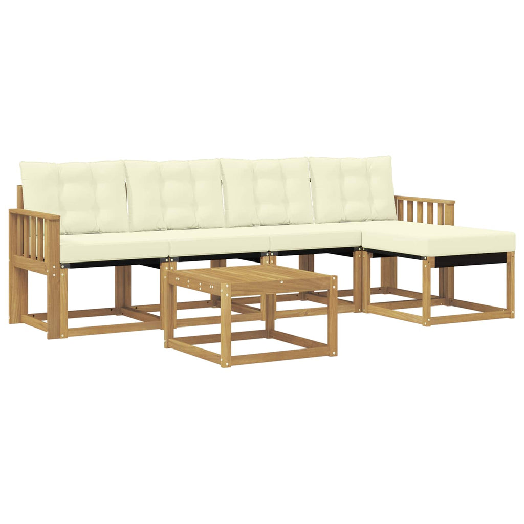 Outdoor-Sofagarnitur mit Kissen 6 pcs Weiß und Creme