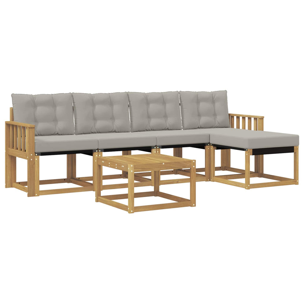 Outdoor-Sofagarnitur mit Kissen 6 pcs Weiß und Hellgrau