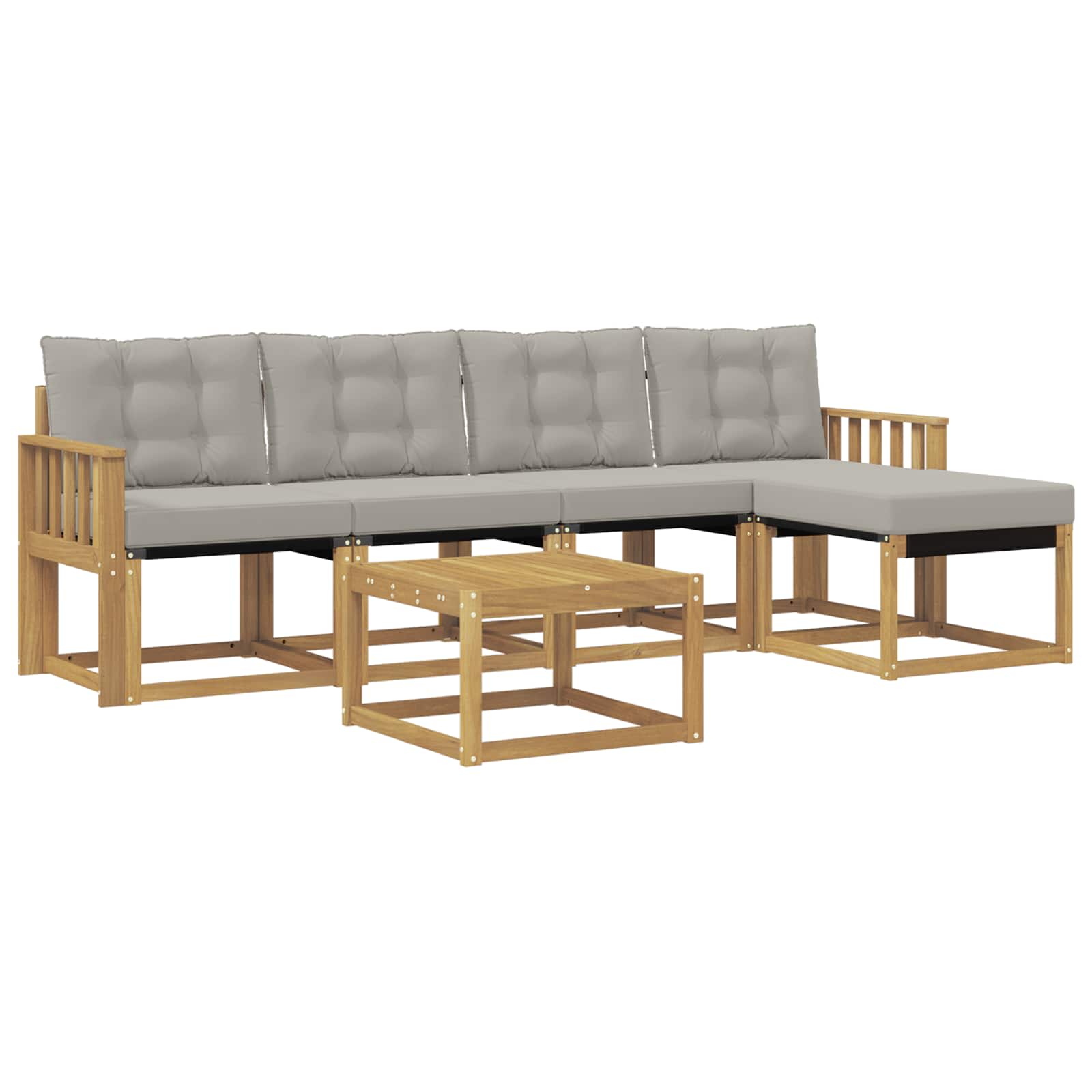 Outdoor-Sofagarnitur mit Kissen 6 pcs Weiß und Hellgrau