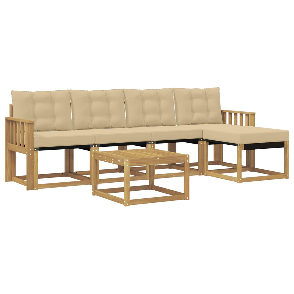 Outdoor-Sofagarnitur mit Kissen 6 pcs Weiß und Beige