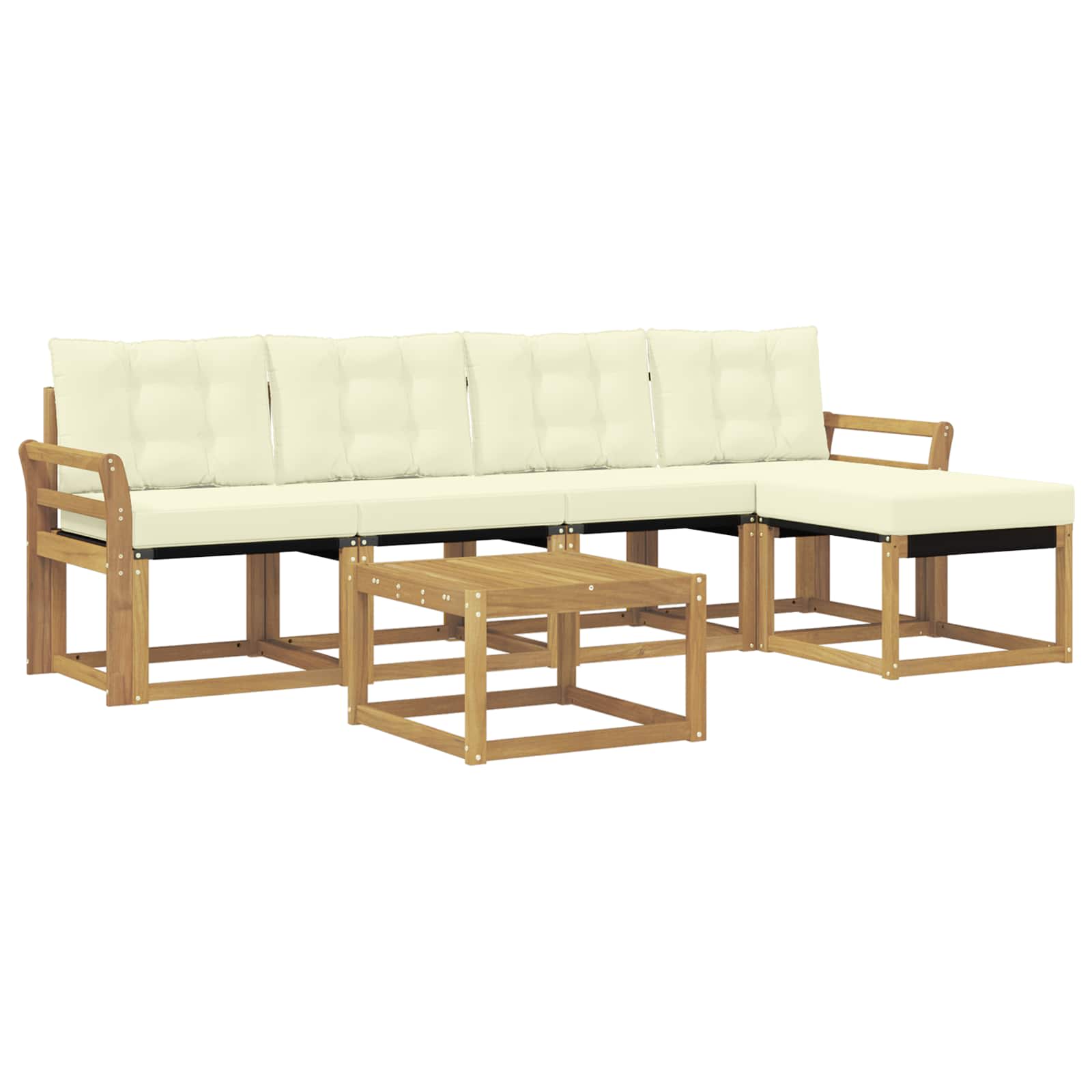 Outdoor-Sofagarnitur mit Kissen 6 pcs Weiß und Creme