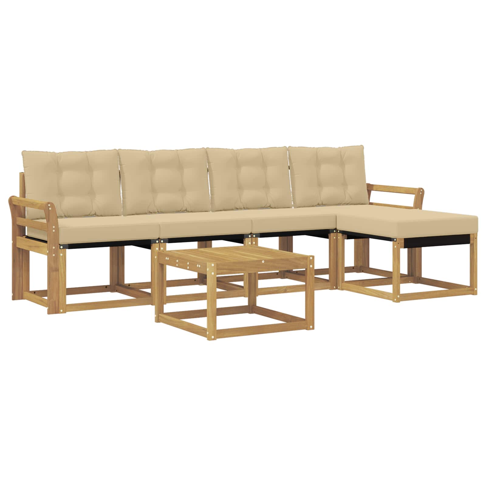 Outdoor-Sofagarnitur mit Kissen 6 pcs Weiß und Beige