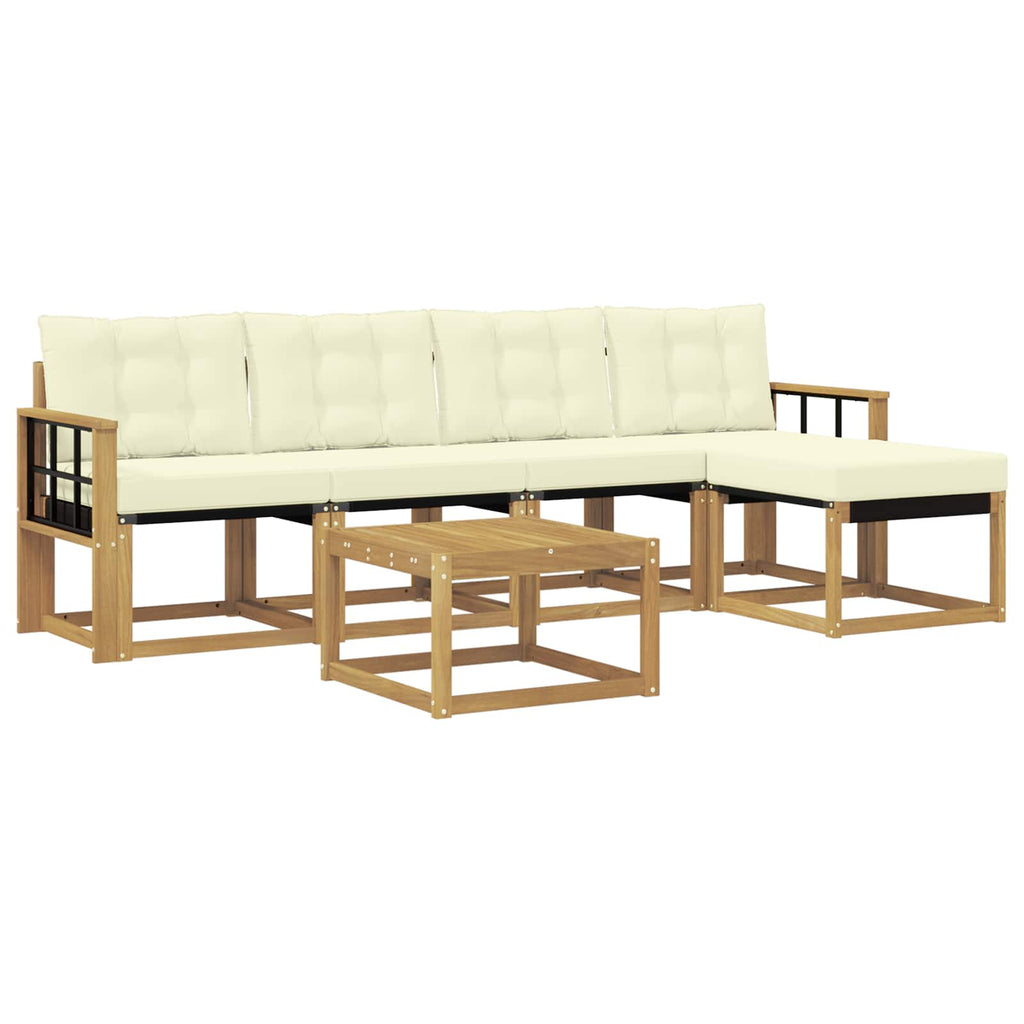 Outdoor-Sofagarnitur mit Kissen 6 pcs Weiß und Creme