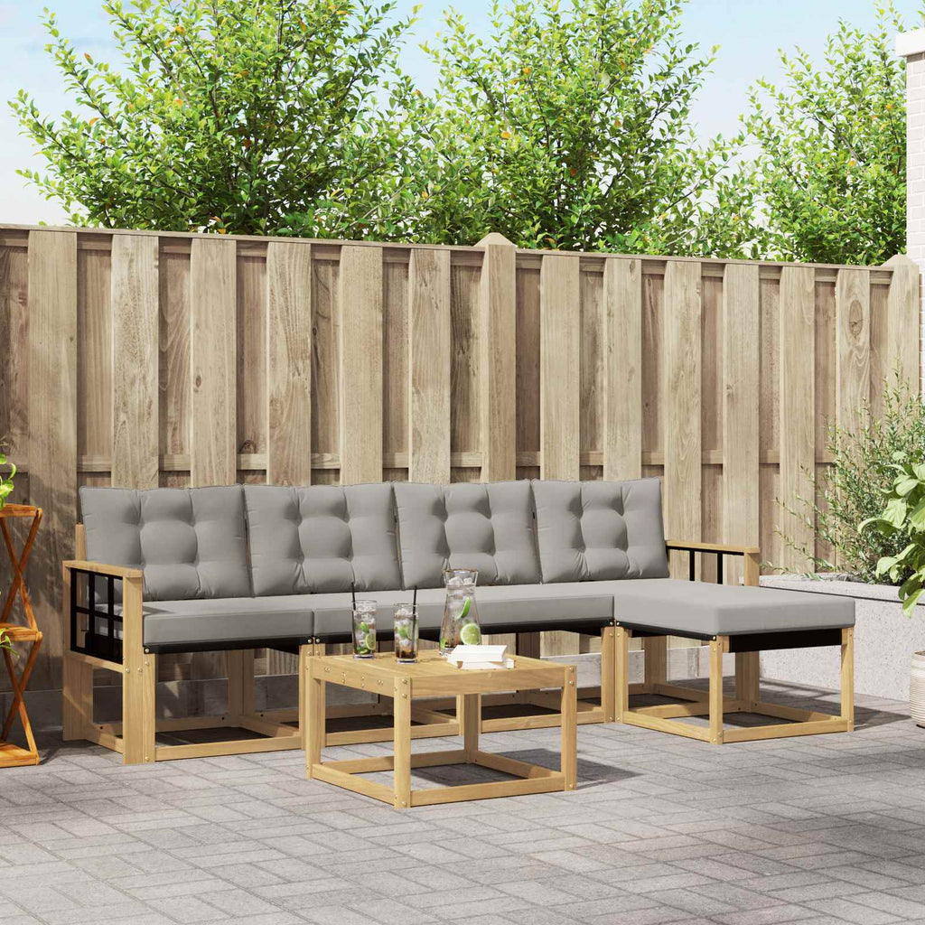 Outdoor-Sofagarnitur mit Kissen 6 pcs Weiß und Hellgrau