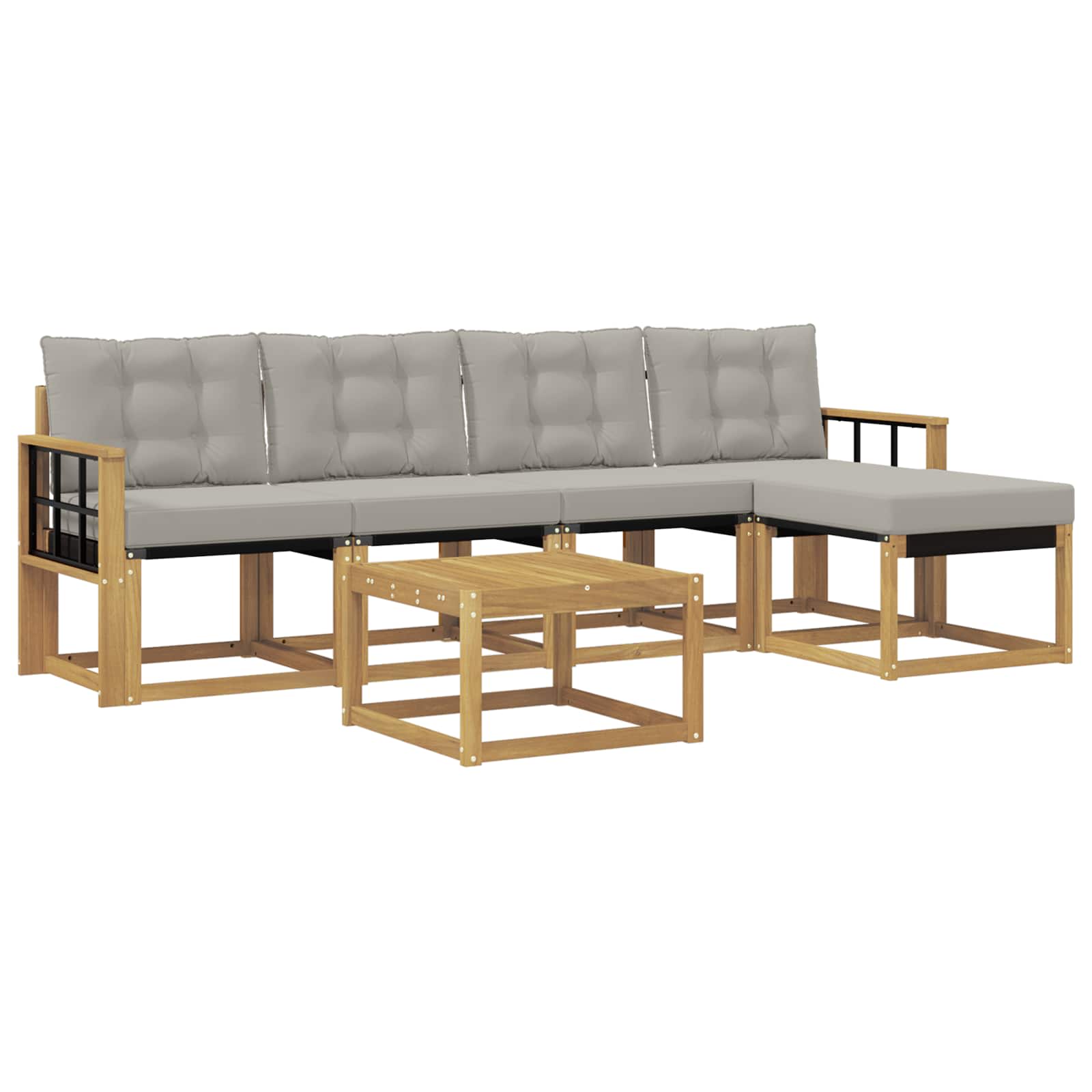Outdoor-Sofagarnitur mit Kissen 6 pcs Weiß und Hellgrau