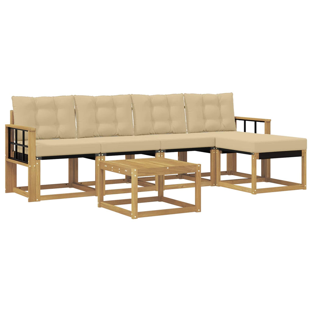 Outdoor-Sofagarnitur mit Kissen 6 pcs Weiß und Beige