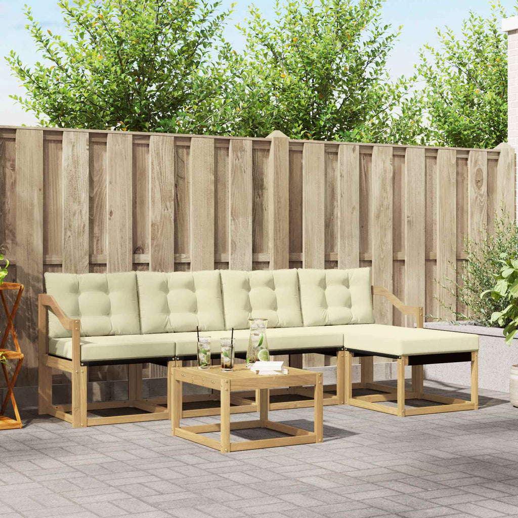Outdoor-Sofagarnitur mit Kissen 6 pcs Weiß und Creme