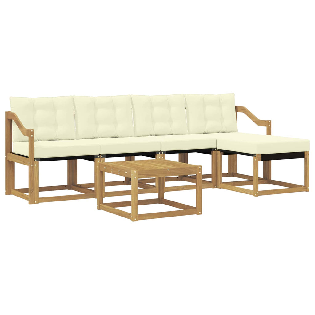 Outdoor-Sofagarnitur mit Kissen 6 pcs Weiß und Creme