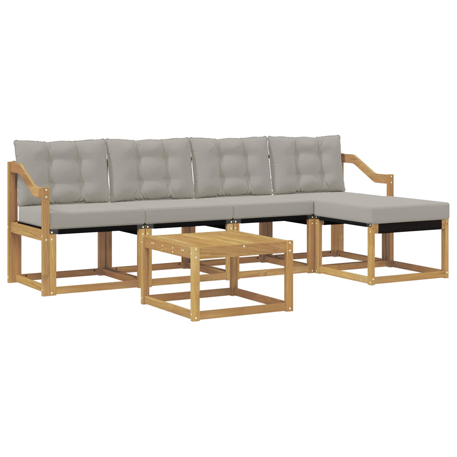 Outdoor-Sofagarnitur mit Kissen 6 pcs Weiß und Hellgrau