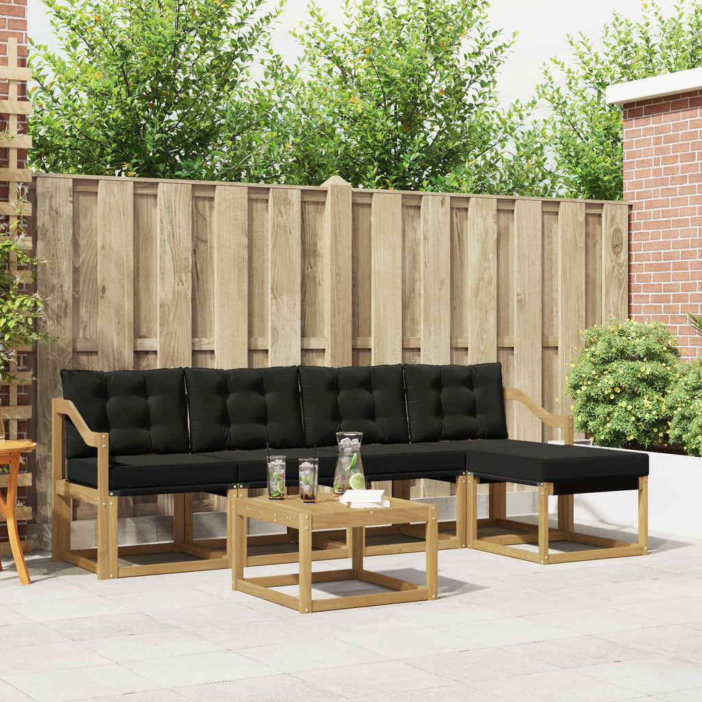 Outdoor-Sofagarnitur mit Kissen 6 pcs Weiß und Schwarz