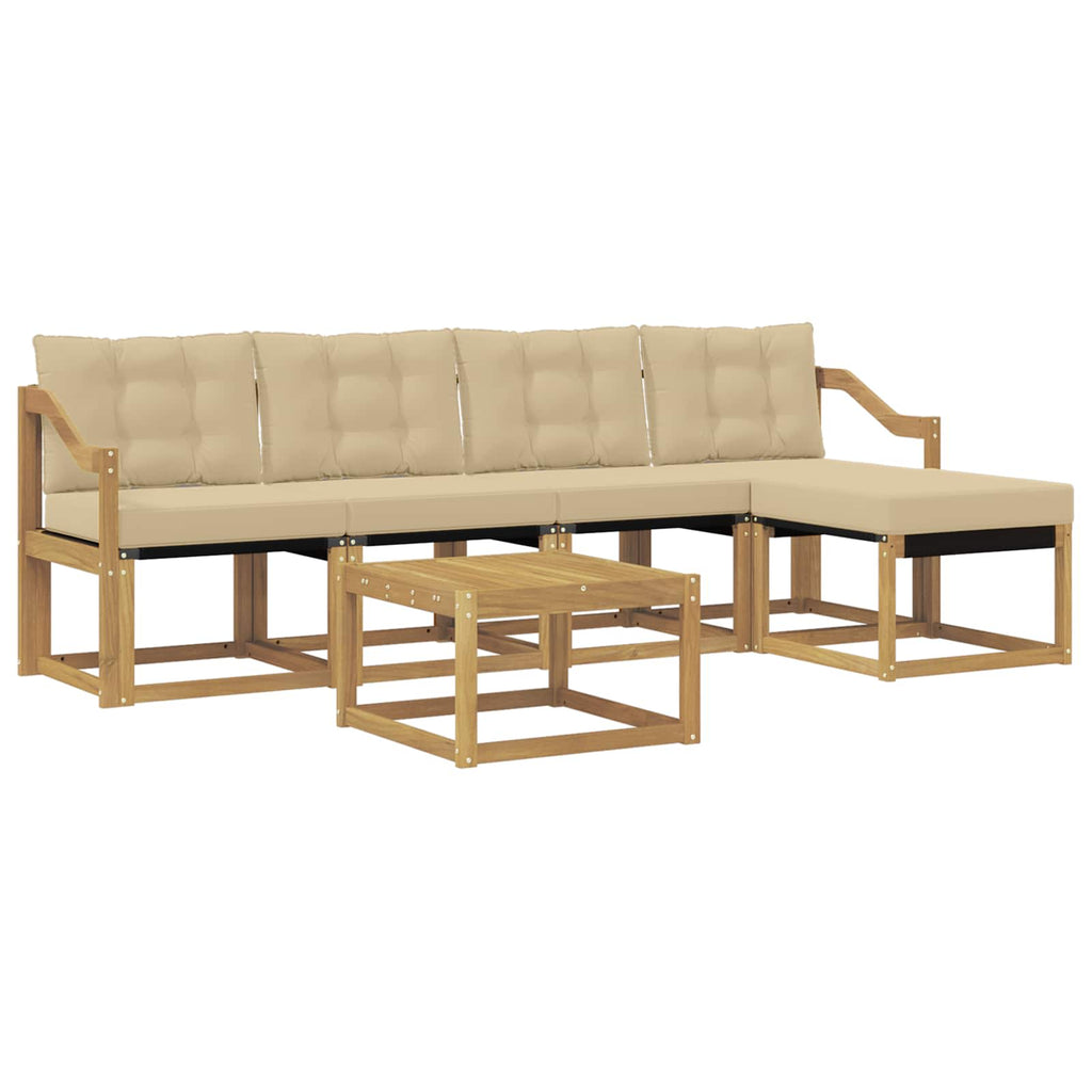Outdoor-Sofagarnitur mit Kissen 6 pcs Weiß und Beige
