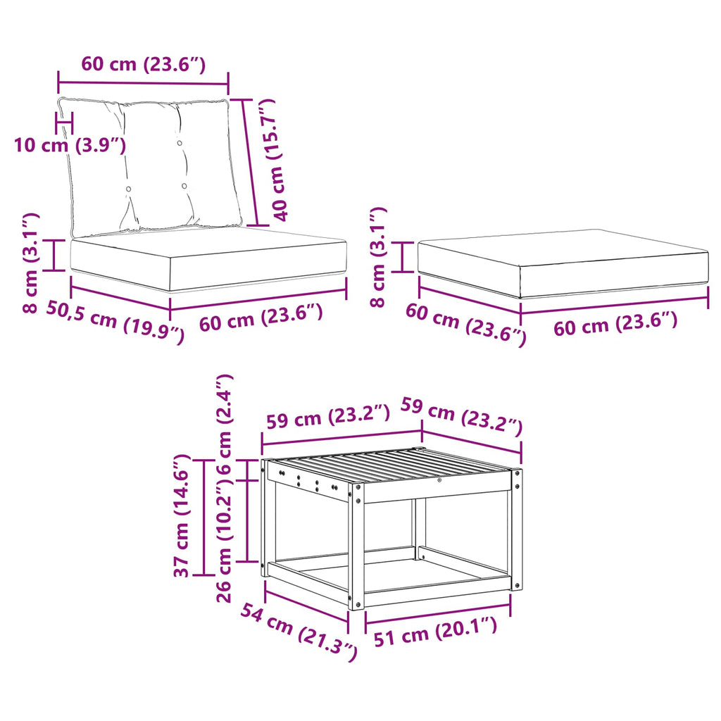 Outdoor-Sofagarnitur mit Kissen 6 pcs Weiß und Beige