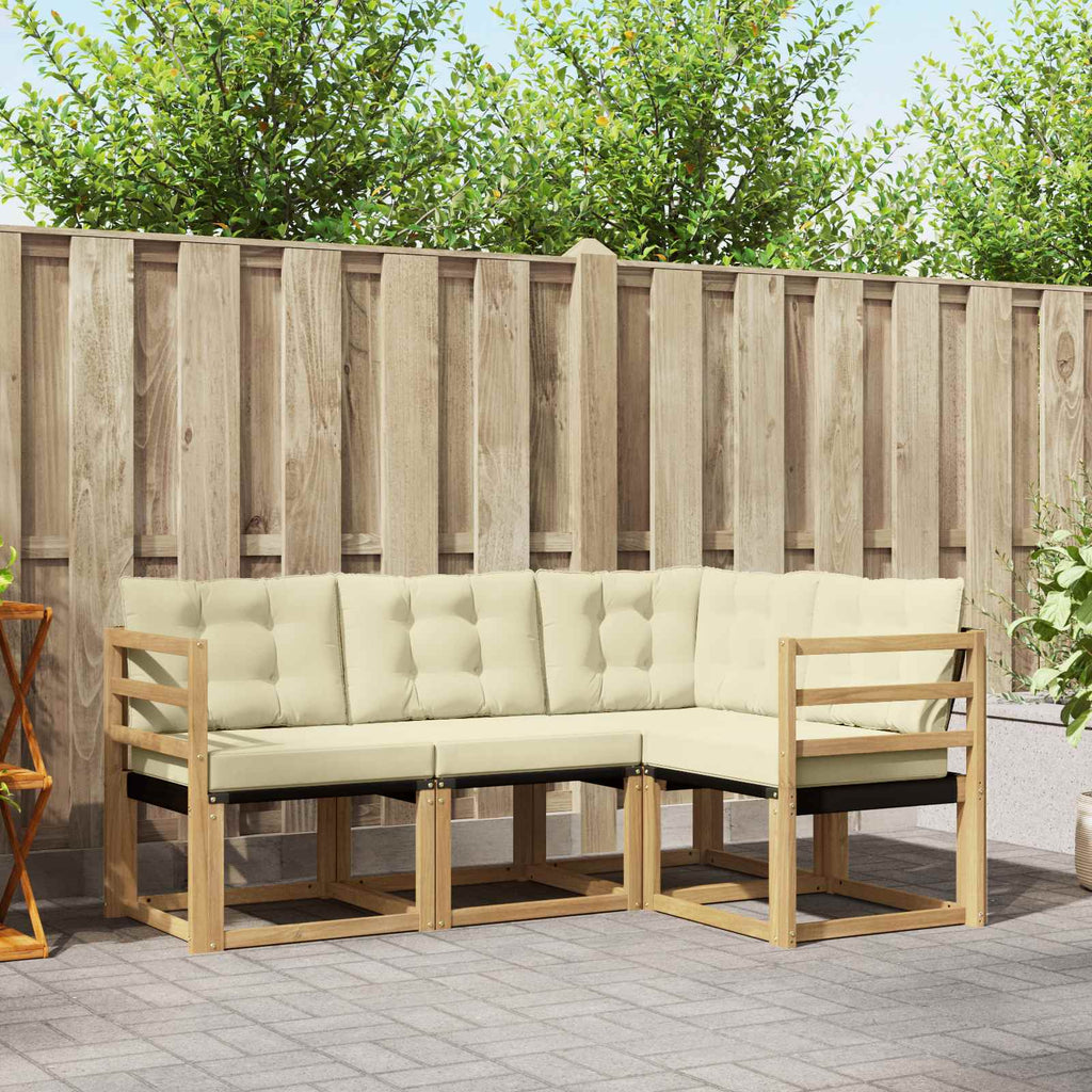 Outdoor-Sofagarnitur mit Kissen 4 pcs Weiß und Creme