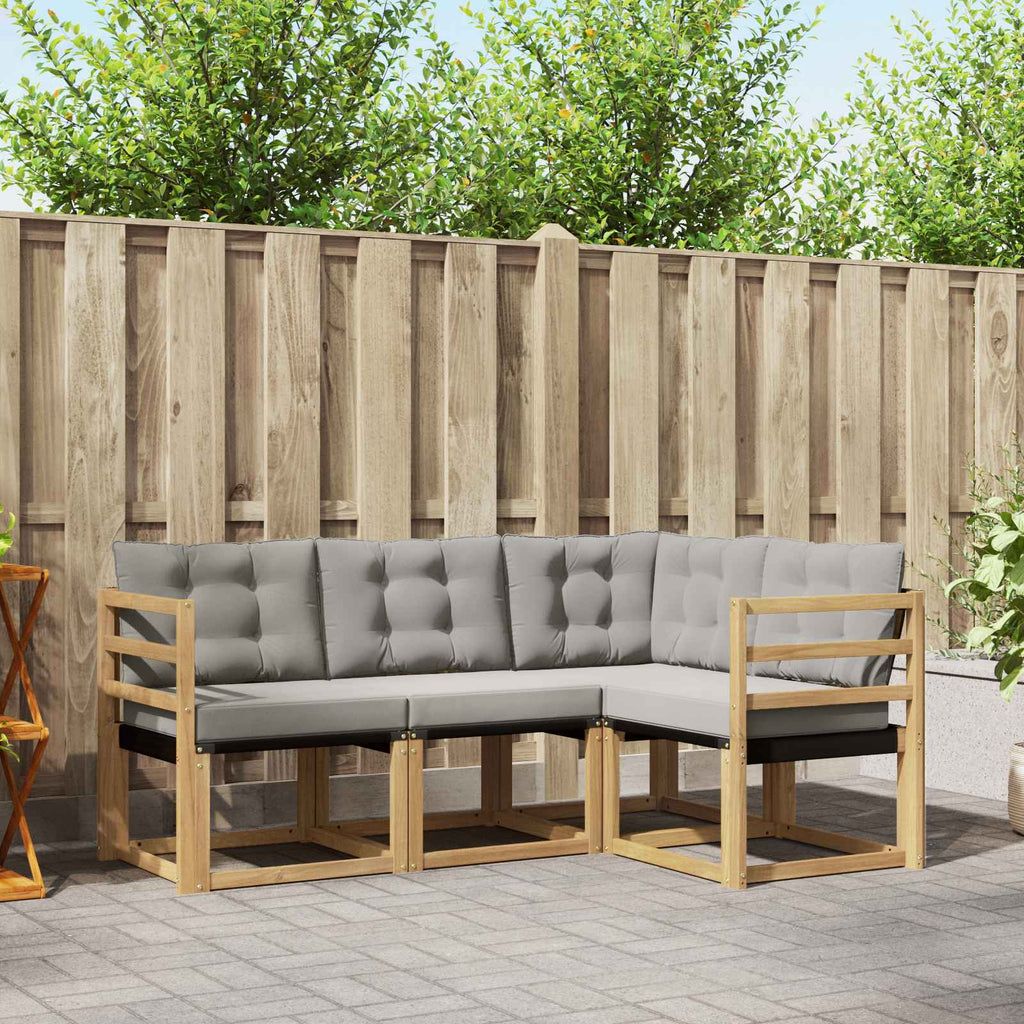 Outdoor-Sofagarnitur mit Kissen 4 pcs Weiß und Hellgrau