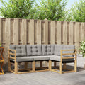 Outdoor-Sofagarnitur mit Kissen 4 pcs Weiß und Hellgrau