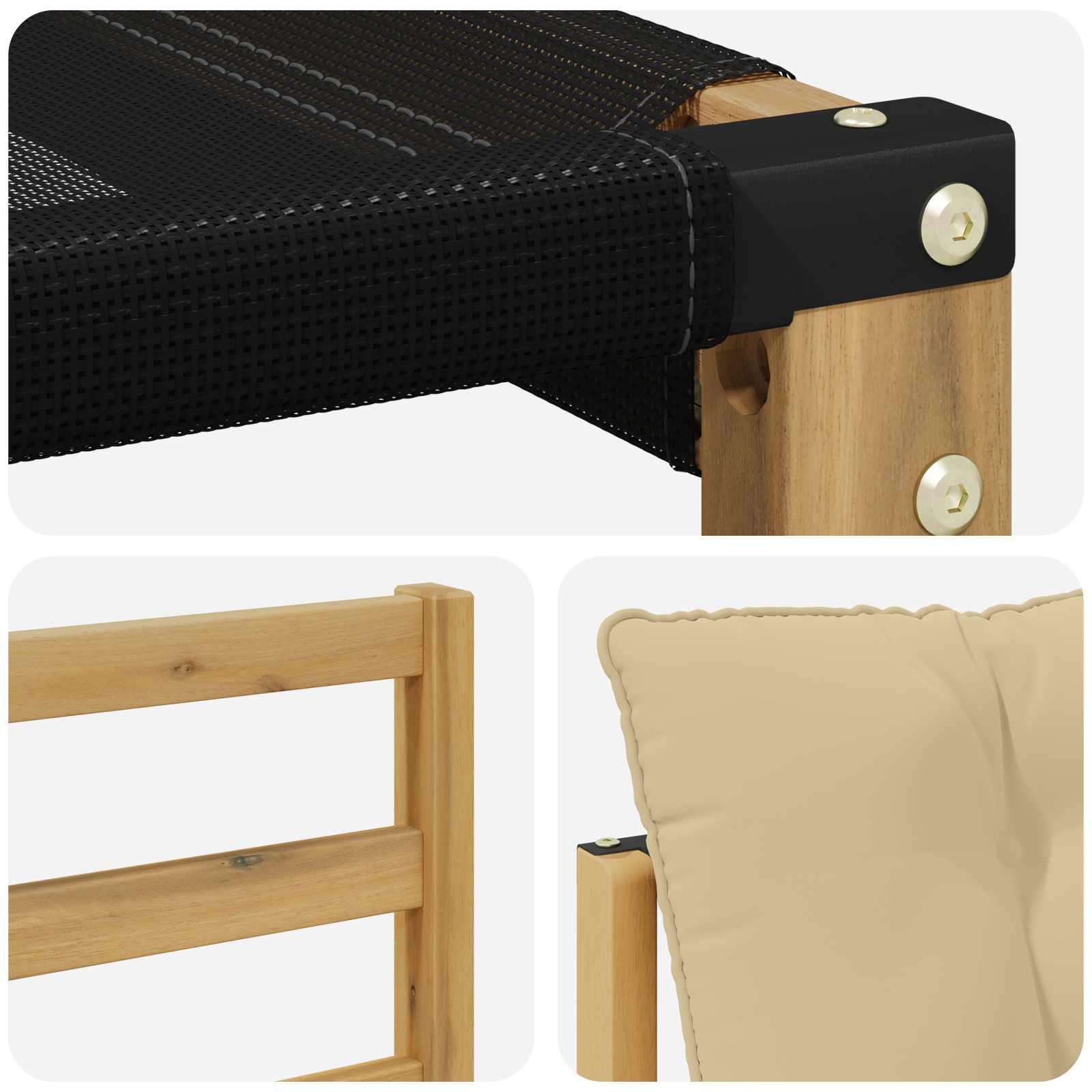 Outdoor-Sofagarnitur mit Kissen 4 pcs Weiß und Beige