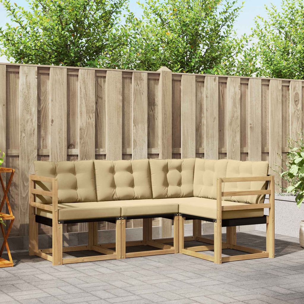 Outdoor-Sofagarnitur mit Kissen 4 pcs Weiß und Beige